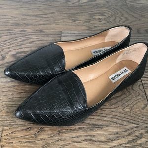 Steve Madden | Black Crocodile Print Loafers | Sz 9
